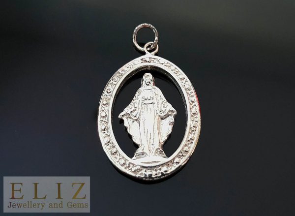 Sterling Silver 925 Pendant Mother Mary Virgin Christian Protection Blessing