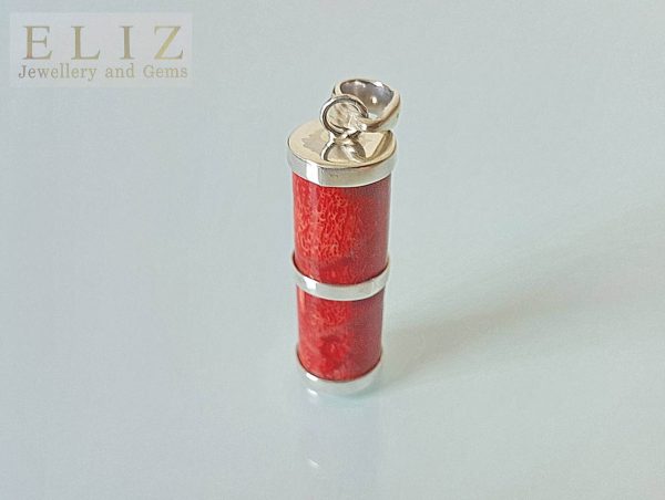 Eliz Sterling Silver 925 Natural Red Coral Pendant Custom Made Gift