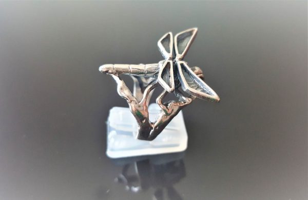 Eliz Drago .925 Sterling Silver RING Handmade DRAGONFLY on a tree EXCLUSIVE Mother Nature Design Gift