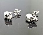 STERLING SILVER 925 Skull Stud Earrings Biker Rocker Goth Punk Earrings Silver Gift
