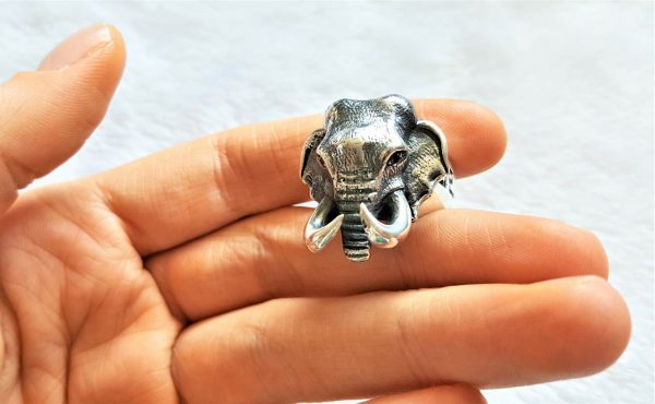 Sterling Silver 925 Elephant Ring Exclusive Unique Design Large Elephant Talisman Heavy 19 grams