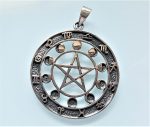 Moon Phases Pentagram STERLING SILVER 925 Pendant Star Energy Balance Zodiac Signs Astrology Sacred Symbols Talisman Amulet