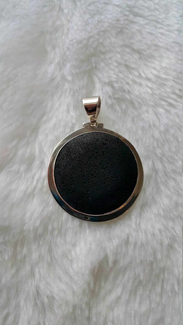 Eliz Sterling Silver 925 Lava ENERGY CRYSTAL Natural Volcanic Lava Stone Pendant Mother Earth Essential oil diffuser Talisman Amulet