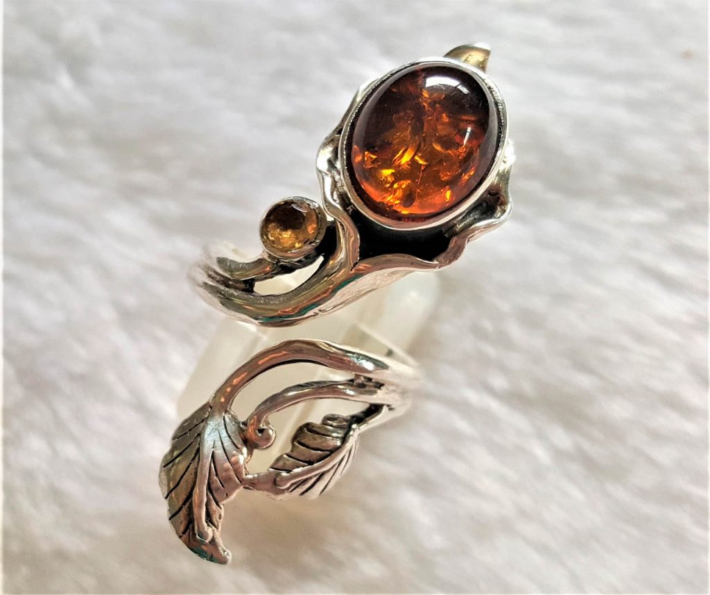 925 Sterling Silver FLower Genuine Amber & Citrine Unique Bouquet ...