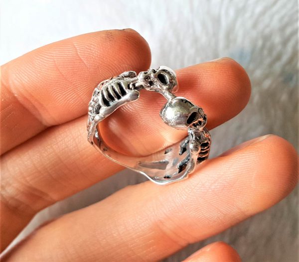 Sterling Silver 925 Skeleton Ring Skull Gothic Rock Punk Exclusive Raw Design