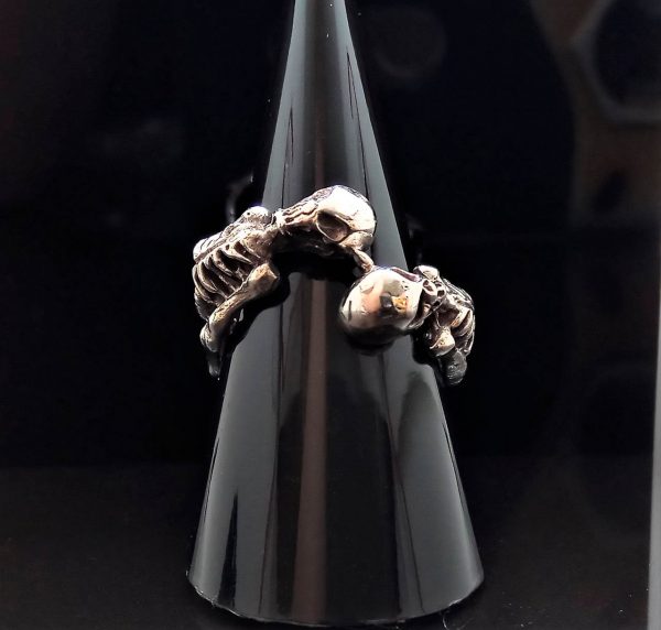 Sterling Silver 925 Skeleton Ring Skull Gothic Rock Punk Exclusive Raw Design