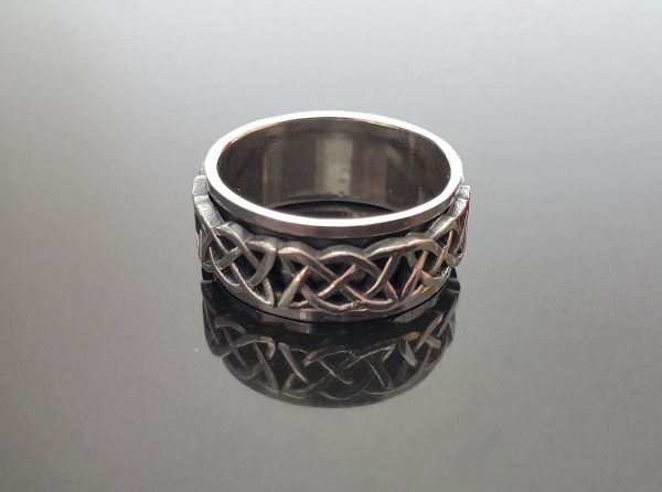 Eliz Celtic VIKING Infinity Knot Spinner .925 Sterling Silver Ring Anti Stress Band Fidget Meditation Kinetic Ring