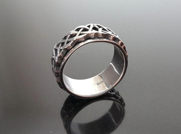 Eliz Celtic VIKING Infinity Knot Spinner .925 Sterling Silver Ring Anti Stress Band Fidget Meditation Kinetic Ring