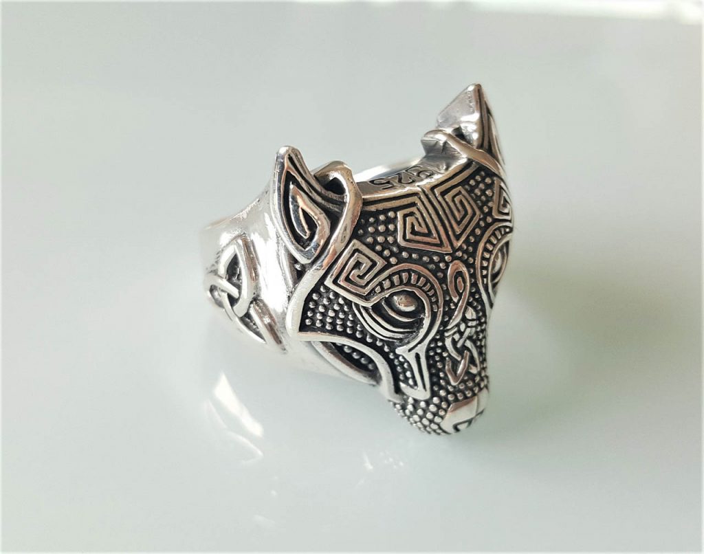 Fenrir Wolf STERLING SILVER 925 Ring Celtic Amulet Viking Jewelry ...