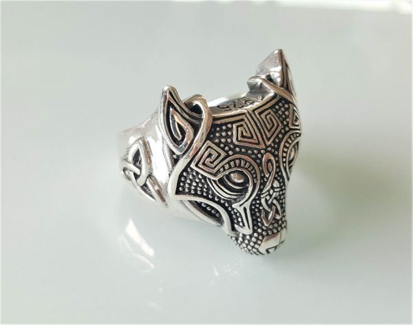 Fenrir Wolf STERLING SILVER 925 Ring Celtic Amulet Viking Jewelry Talisman