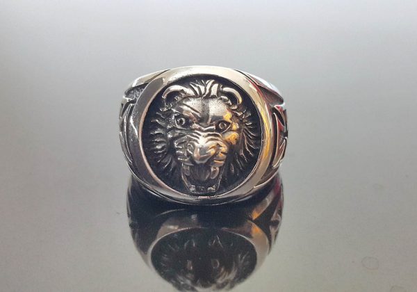 Eliz 925 Sterling Silver Ring Lion Head Royal Leo King's IRON CROSS Exclusive Gift