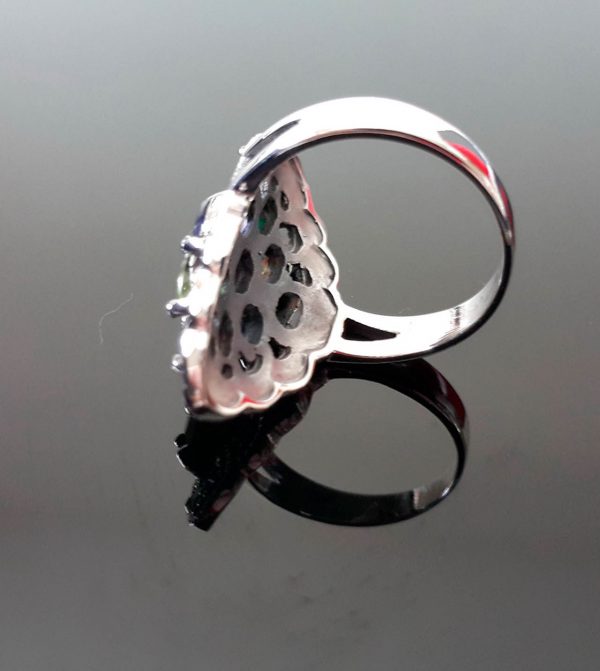 Eliz 925 Sterling Silver Ring Genuine Precious Gemstones Multi Stone & Marcasite Ruby Citrine Emerald Garnet Blue Topaz