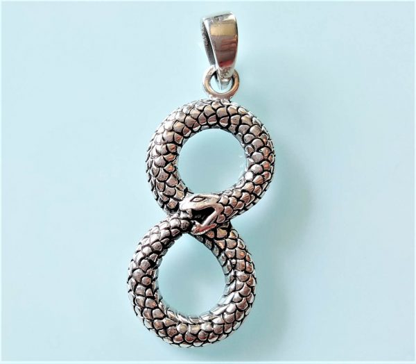 Ouroboros Pendant STERLING SILVER 925 Infinity Sacred Ancient Symbol Snake Eating Tail Talisman Amulet