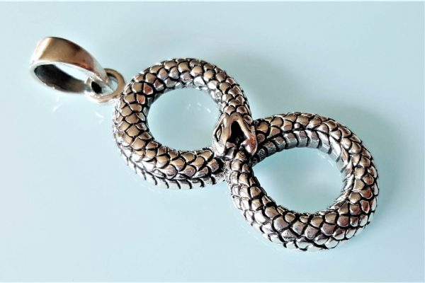 Ouroboros Pendant STERLING SILVER 925 Infinity Sacred Ancient Symbol Snake Eating Tail Talisman Amulet