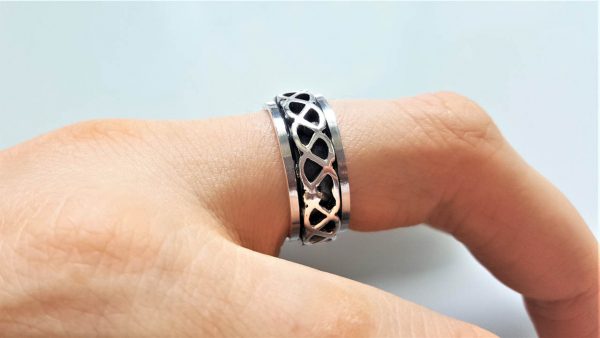 Infinity Knot Spinner Band .925 Sterling Silver Ring Anti Stress Band Fidget Meditation Kinetic Ring