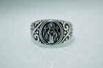 Eliz 925 Sterling Silver Mother Mary Holy Mary Crosses Signet Christian Protection Ring