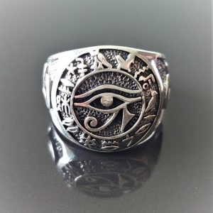 STERLING SILVER 925 Eye of Horus Ring Ancient Egyptian Symbol of Life Ankh Sacred Symbols ELIZ