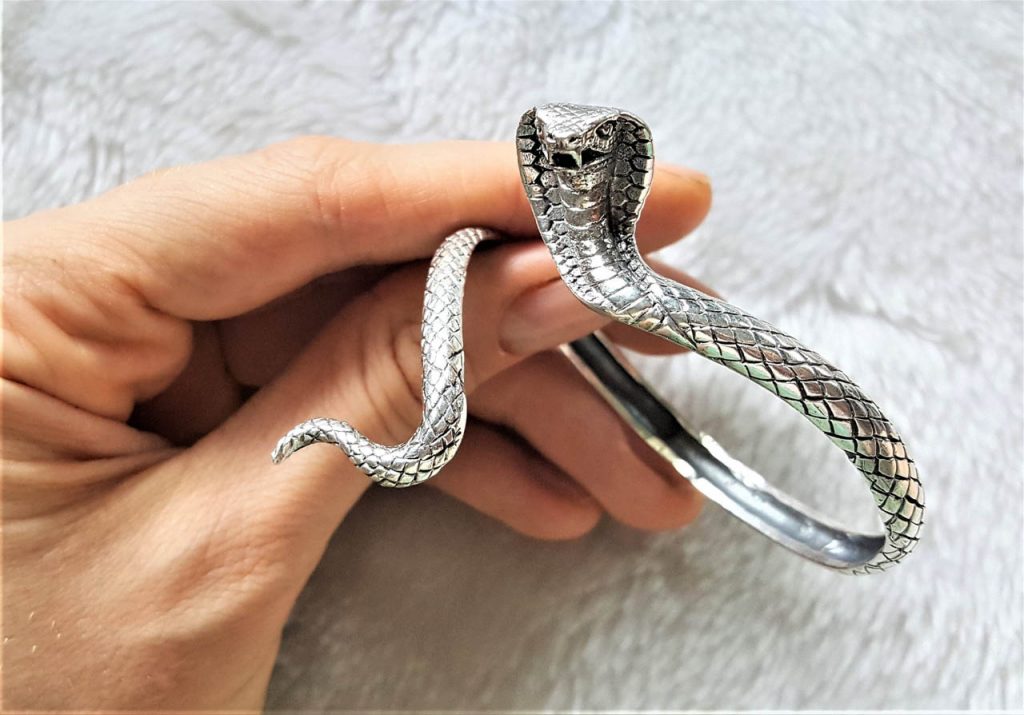 Cobra Snake STERLING SILVER 925 Bracelet Cuff Cleopatra Jewelry Arm Bracelet Talisman Amulet