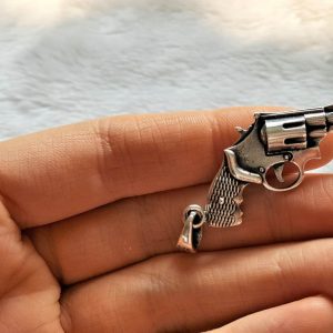 925 Sterling Silver Pendant Gun Revolver Large Handgun Exclusive Handmade 13.5 G