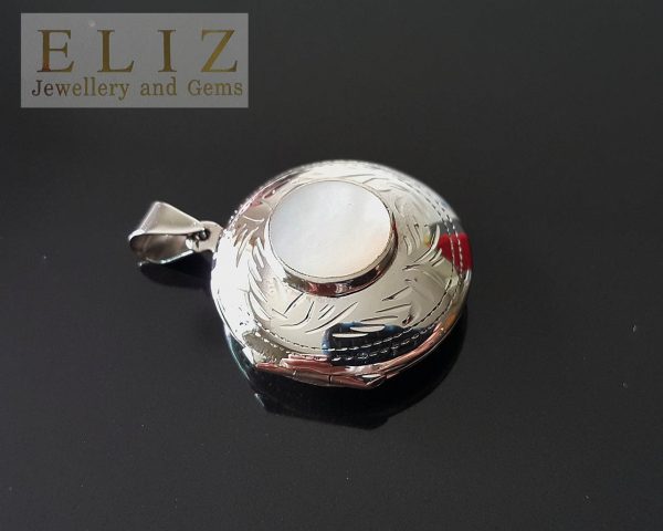 925 Sterling Silver Mother of Pearl Abalone Locket Pendant Talisman Amulet Memorial Picture Gift