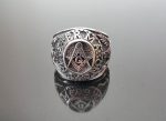Eliz 925 Sterling Silver MASTER MASON Ring Illuminati Masonic Sacred Symbols G Letter Geometry Mason Symbol Amulet Talisman