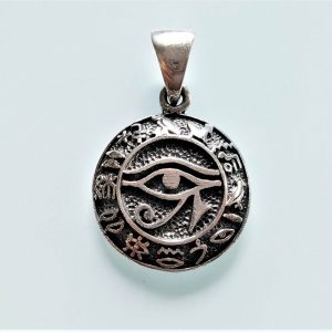 STERLING SILVER 925 Eye of Horus Pendant Ancient Egyptian Hieroglyph Symbols of Life Sacred Symbols