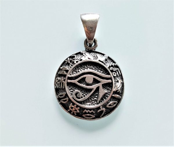 STERLING SILVER 925 Eye of Horus Pendant Ancient Egyptian Hieroglyph Symbols of Life Sacred Symbols