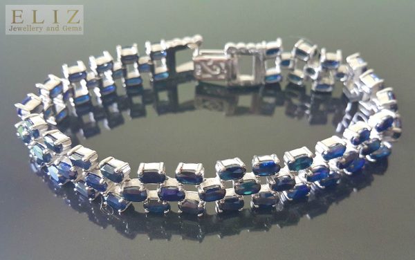 Genuine Sapphire STERLING SILVER 925 Perfect Quality Precious Gemstones Bracelet Exclusive Gift 7.5 inches