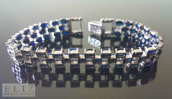 Genuine Sapphire STERLING SILVER 925 Perfect Quality Precious Gemstones Bracelet Exclusive Gift 7.5 inches