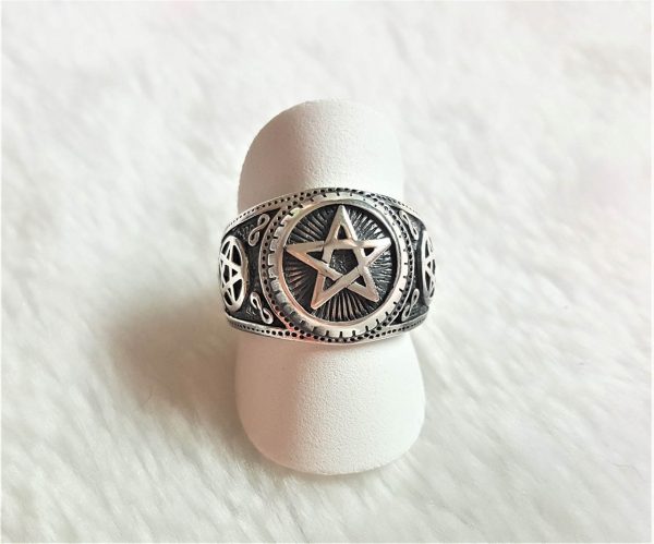 Eliz 925 Sterling Silver Ring Talisman Pentagram Star Infinity Sacred Symbols Protective Amulet Exclusive Gift