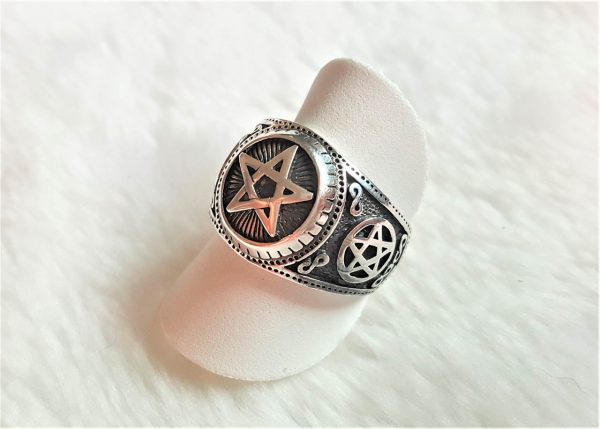 Eliz 925 Sterling Silver Ring Talisman Pentagram Star Infinity Sacred Symbols Protective Amulet Exclusive Gift