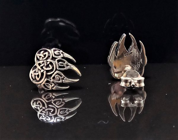 STERLING SILVER 925 Bear Paw Claw Stud Earrings Viking Talisman Protective Celtic Amulet Sacred Symbol