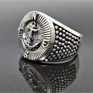 925 Sterling Silver ANCHOR Compass Mariners Cross Ring Sailor Sea Talisman Amulet ELIZ