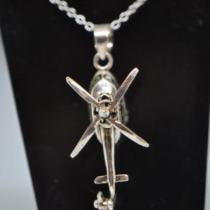 Eliz 925 Sterling Silver Helicopter Rotating Propellor and Rotor Pendant Charm