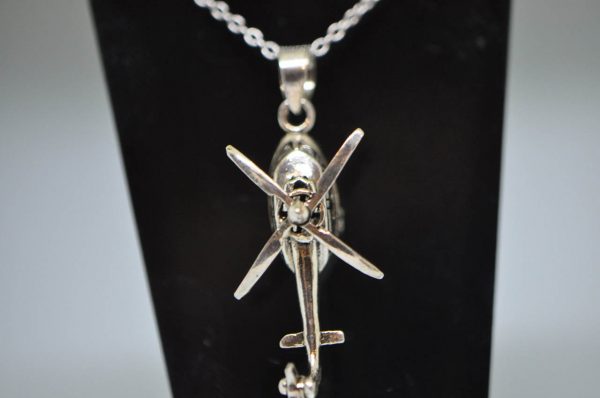 Eliz 925 Sterling Silver Helicopter Rotating Propellor and Rotor Pendant Charm