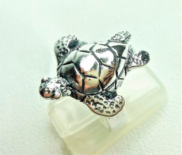STERLING SILVER 925 Turtle Ring Sea Turtle Ocean Animal Good Luck Gift Totem Animal Talisman Amulet