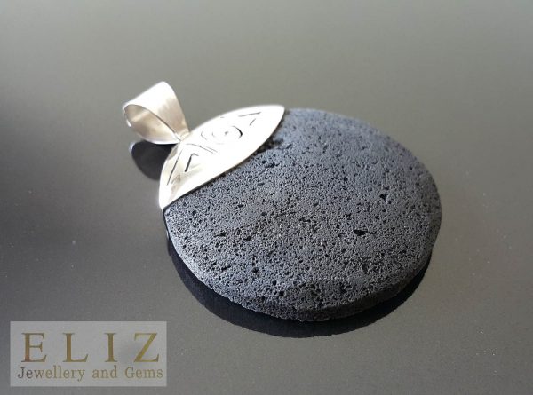 Eliz Sterling Silver 925 Volcanic Lava ENERGY CRYSTAL Natural Stone Pendant Mother Earth Essential Oil Diffuser