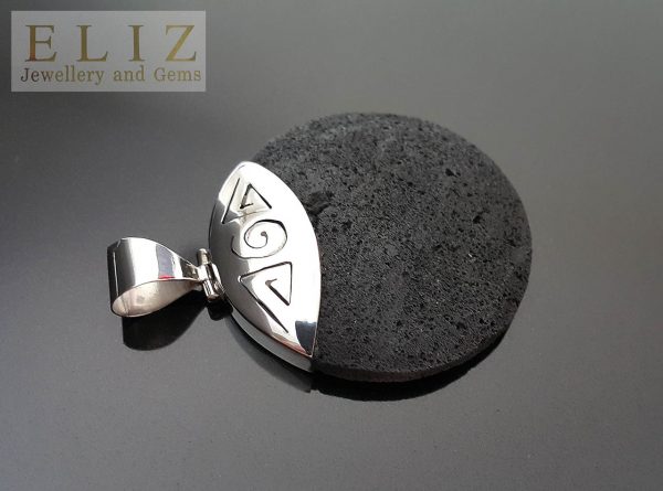 Eliz Sterling Silver 925 Volcanic Lava ENERGY CRYSTAL Natural Stone Pendant Mother Earth Essential Oil Diffuser