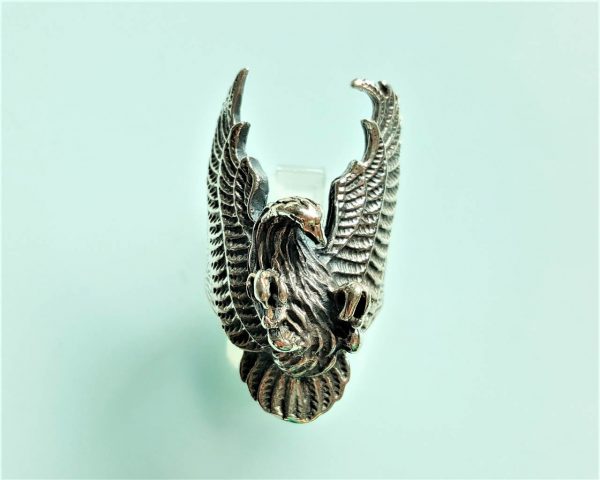 Eliz Sterling Silver .925 Eagle Ring Symbol of Great Strength Leadership & Vision Free Spirit Talisman Amulet