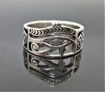 STERLING SILVER 925 Eye of Horus Ring Ancient Egyptian Symbols of Life Ankh Scarab Sacred Talisman