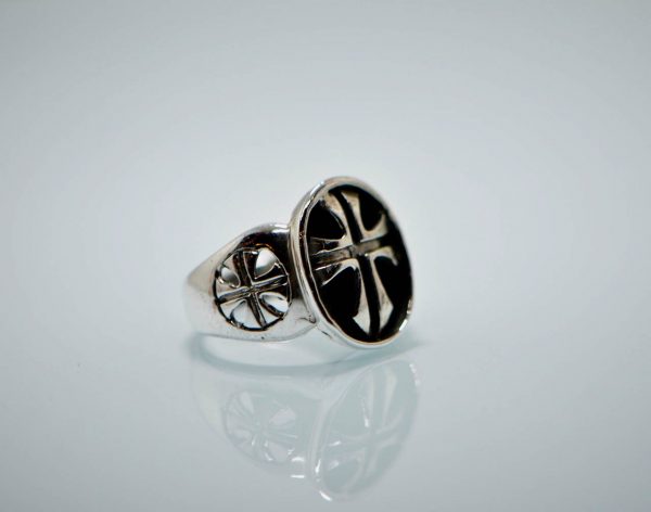 925 Sterling Silver Knights Templar Cross  Signet Ring Eliz