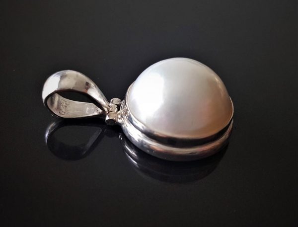 Eliz Sterling Silver 925 Natural Ocean Mobe Pearl Pendant Elegant Classic Exclusive Gift Talisman