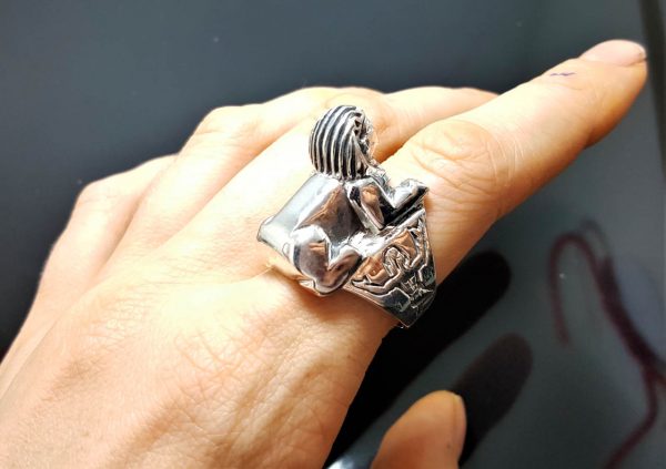Egyptian Sphinx PHARAOH Ring 925 STERLING SILVER Scarab Exclusive Gift Talisman Amulet Protection Sacred Symbol Handmade