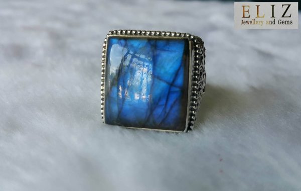 Eliz Genuine LABRADORITE Sterling Silver 925 Ring Mysterious Gemstone Exclusive Gift SZ 9 Talsiman Amulet
