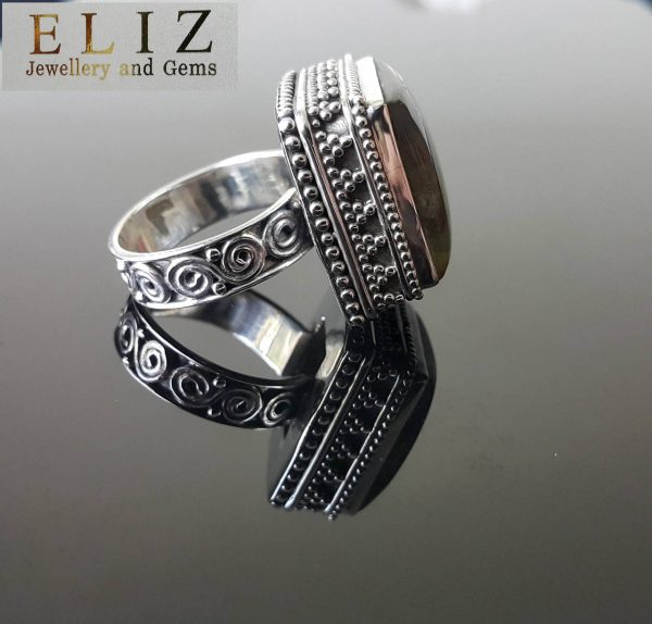Eliz Genuine LABRADORITE Sterling Silver 925 Ring Mysterious Gemstone Exclusive Gift SZ 9 Talsiman Amulet