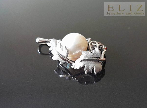 Eliz Unique Sterling Silver 925 Pendant Large Natural White Pearl Exclusive Gift CustomMade Talisman
