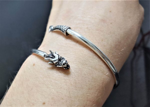Ouroboros Bracelet STERLING SILVER 925 Dragon eating Tail Ancient Symbol Talisman Amulet Good Luck