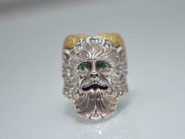 925 Sterling Silver Faun Satyr Silenos Goatman Ring Eliz