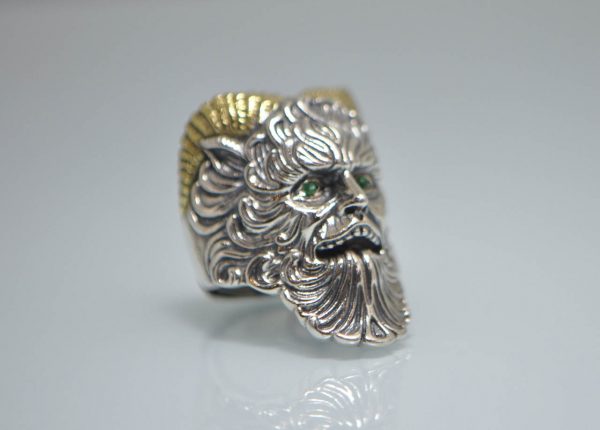 925 Sterling Silver Faun Satyr Silenos Goatman Ring Eliz