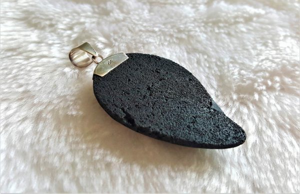 Sterling Silver 925 Volcanic Lava ENERGY CRYSTAL Natural Stone Pendant Mother Earth Essential Oil Diffuser Talisman Amulet